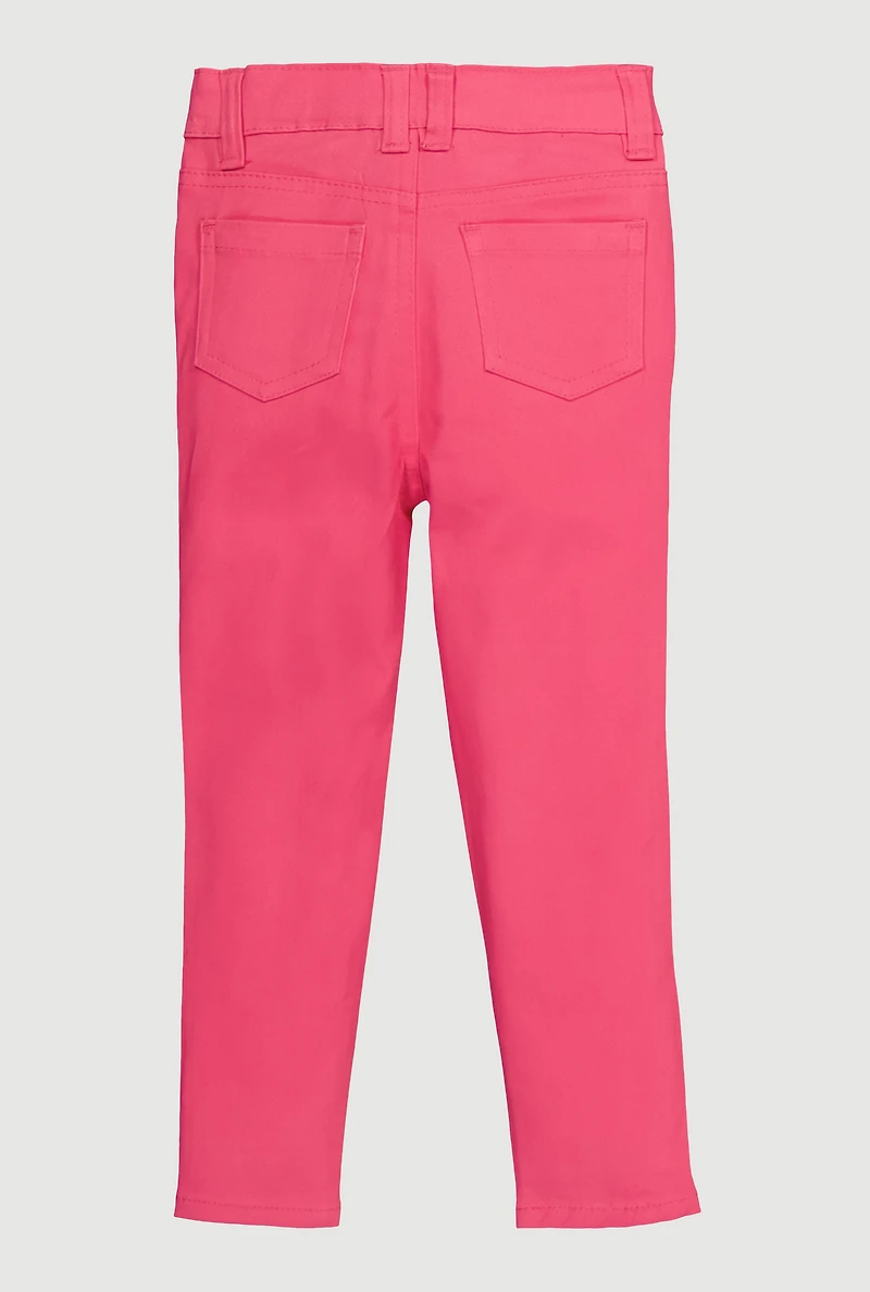 Toddler Girls Distressed Skinny Leg Pants, Pink, Size 2T