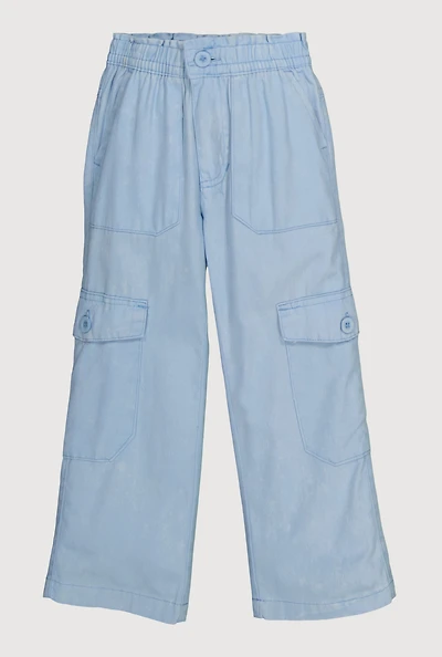 Toddler Girls Twill Mid Rise Wide Leg Cargo Pants,
