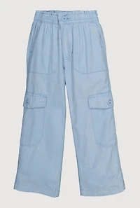 Toddler Girls Twill Mid Rise Wide Leg Cargo Pants