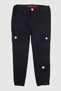 Toddler Girls Twill Utility Joggers, Black, Size 3T