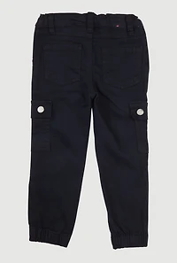 Toddler Girls Twill Utility Joggers, Black, Size 3T