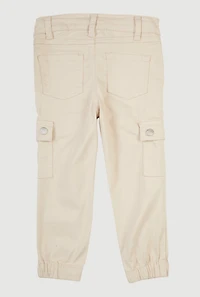 Toddler Girls Twill Moto Utility Joggers, Khaki, Size 3T