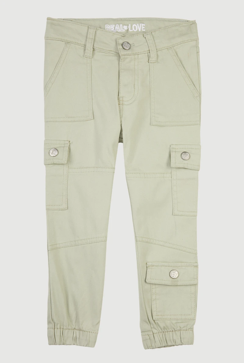 Toddler Girls Moto Utility Joggers, Green, Size 2T