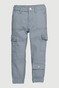Toddler Girls Twill Moto Cargo Joggers, Blue, Size 3T