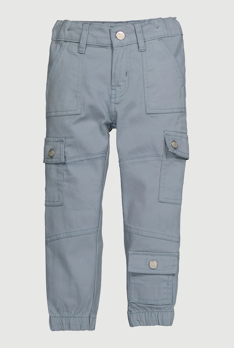 Toddler Girls Twill Moto Cargo Joggers, Blue, Size 3T