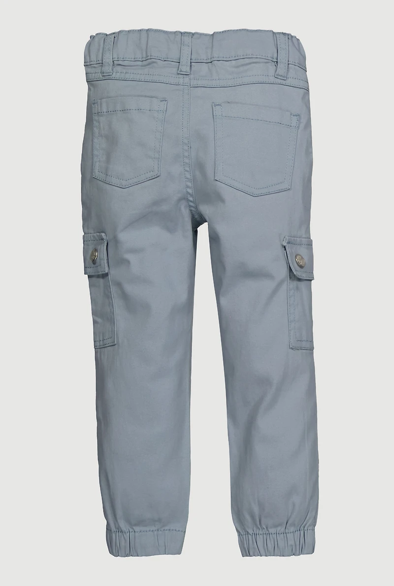 Toddler Girls Twill Moto Cargo Joggers, Blue, Size 3T