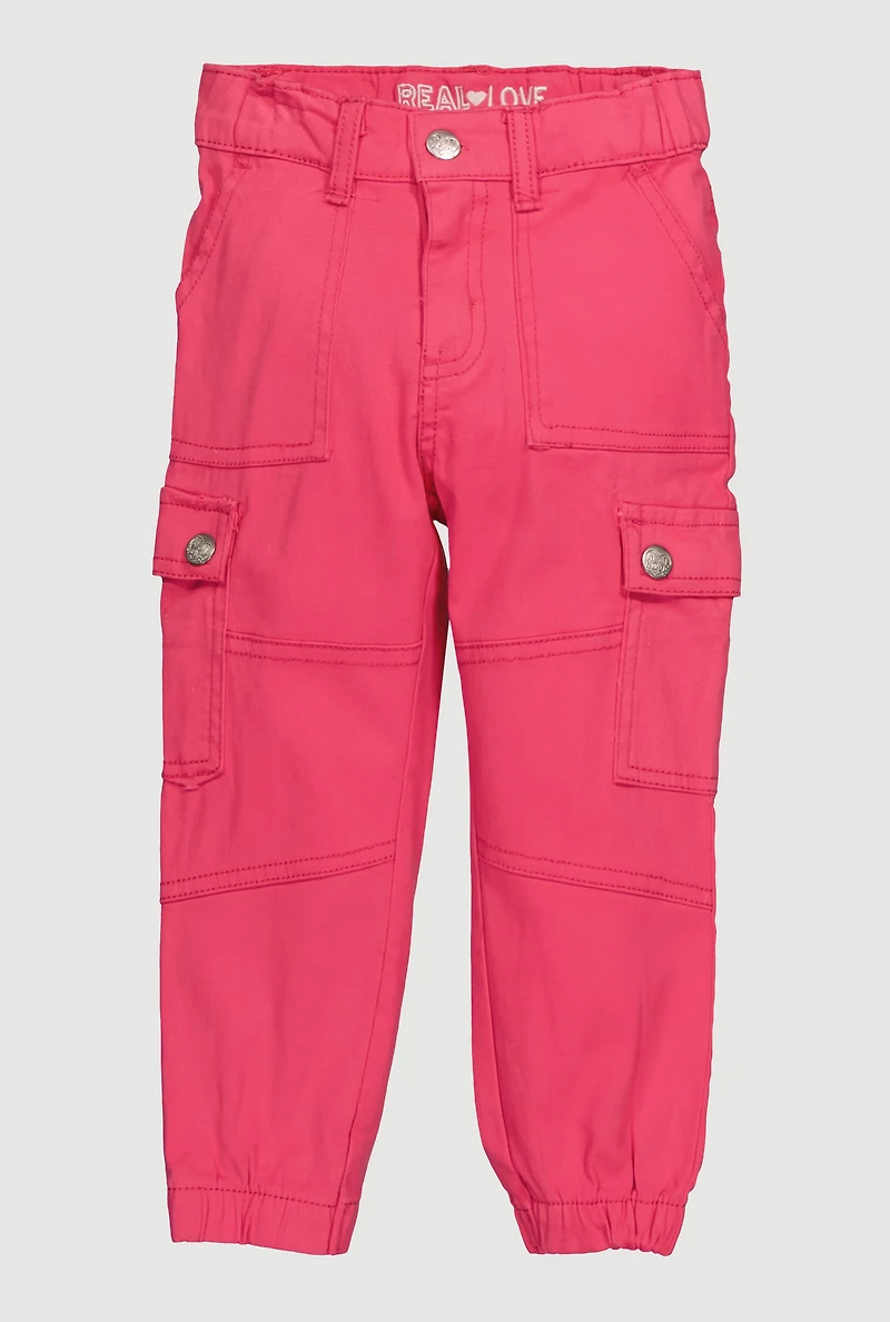 Toddler Girls Twill Cargo Pocket Joggers