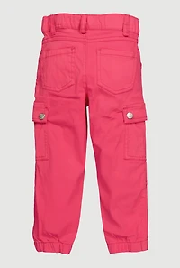 Toddler Girls Twill Cargo Pocket Joggers, Pink, Size 4T