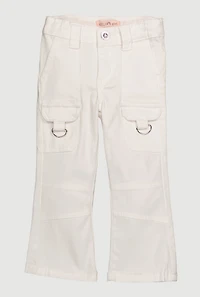 Toddler Girls Twill Moto Cargo Pocket Pants, White, Size 4T