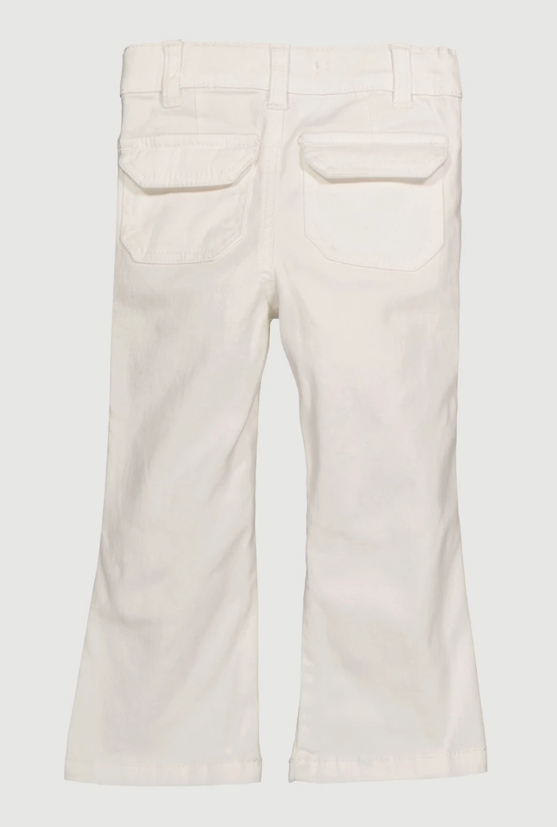 Toddler Girls Twill Moto Cargo Pocket Pants, White, Size 4T