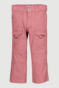 Toddler Girls Twill Decorative Stitch Cargo Pocket Pants, Pink, Size 3T