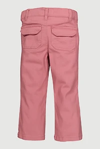 Toddler Girls Twill Decorative Stitch Cargo Pocket Pants, Pink, Size 3T