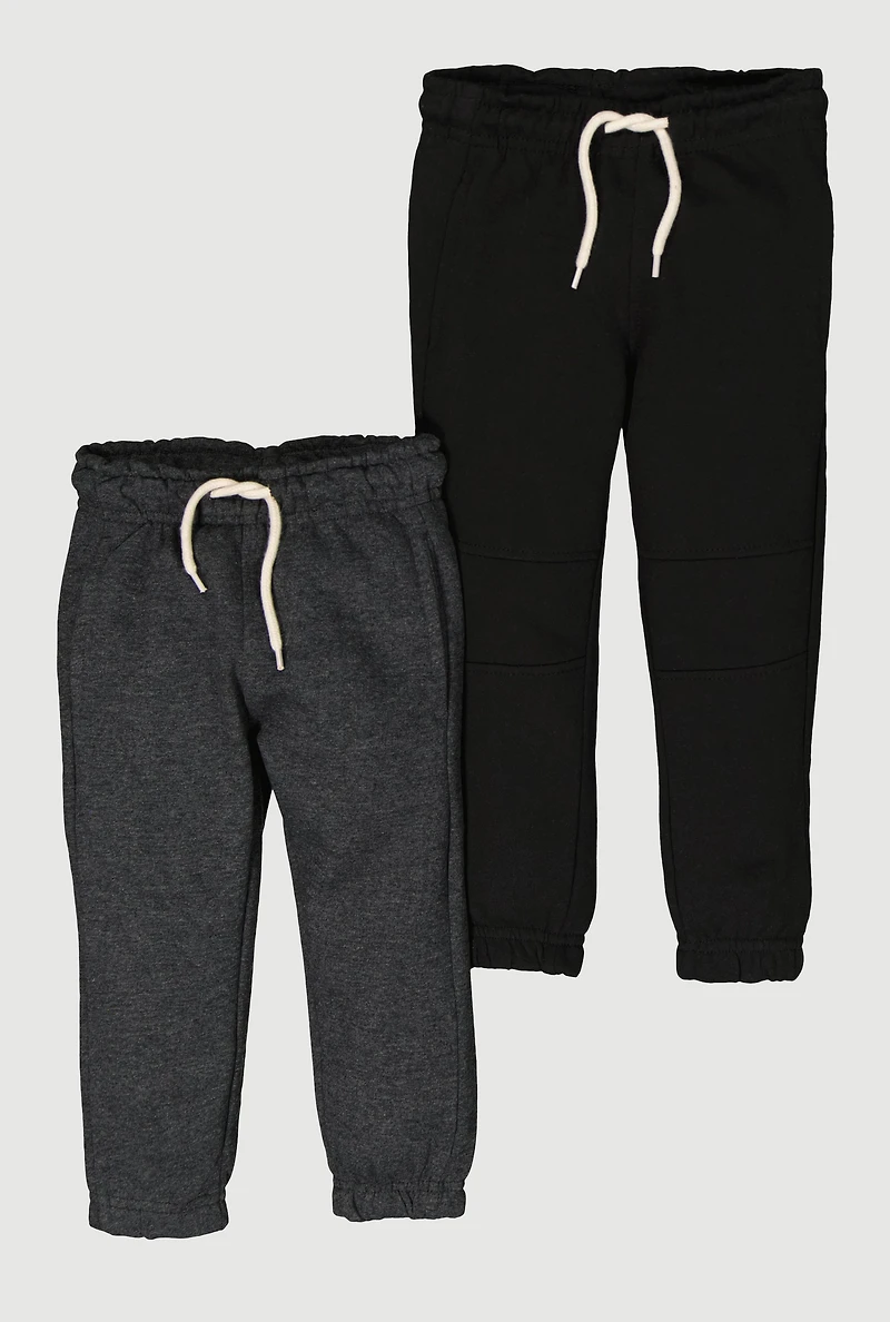 Toddler Boys Fleece Drawstring Waist Sweatpants 2 Pack, Black, Size 4T