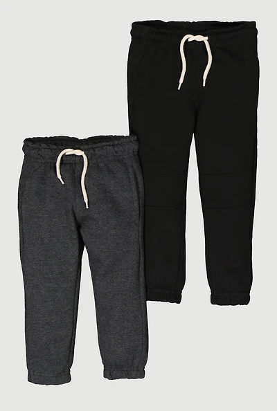 Toddler Boys Fleece Drawstring Waist Sweatpants 2 Pack, Black, Size 4T