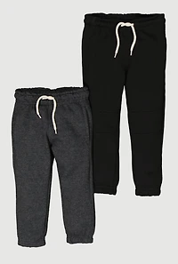 Toddler Boys Fleece Drawstring Waist Sweatpants 2 Pack, Black, Size 4T
