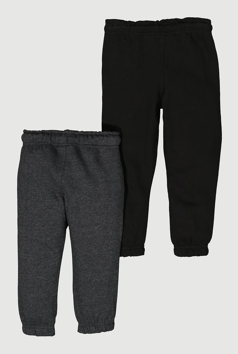 Toddler Boys Fleece Drawstring Waist Sweatpants 2 Pack, Black, Size 4T