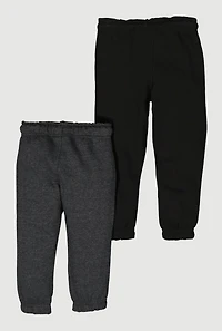 Toddler Boys Fleece Drawstring Waist Sweatpants 2 Pack, Black, Size 4T