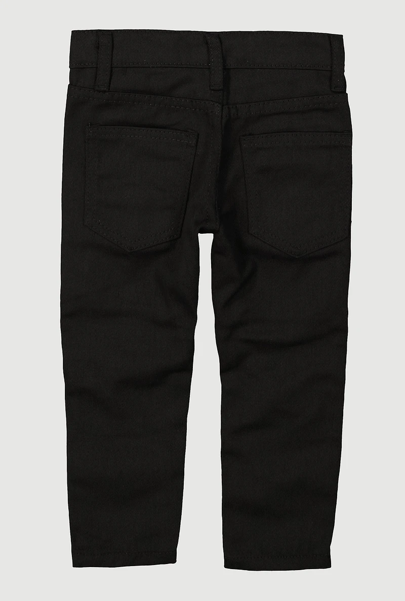 Toddler Boys Velcro Closure Cargo Pocket Moto Jeans, Black, Size 4T