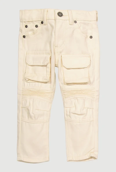 Toddler Boys Solid Straight Leg Cargo Jeans, Khaki, Size 2T