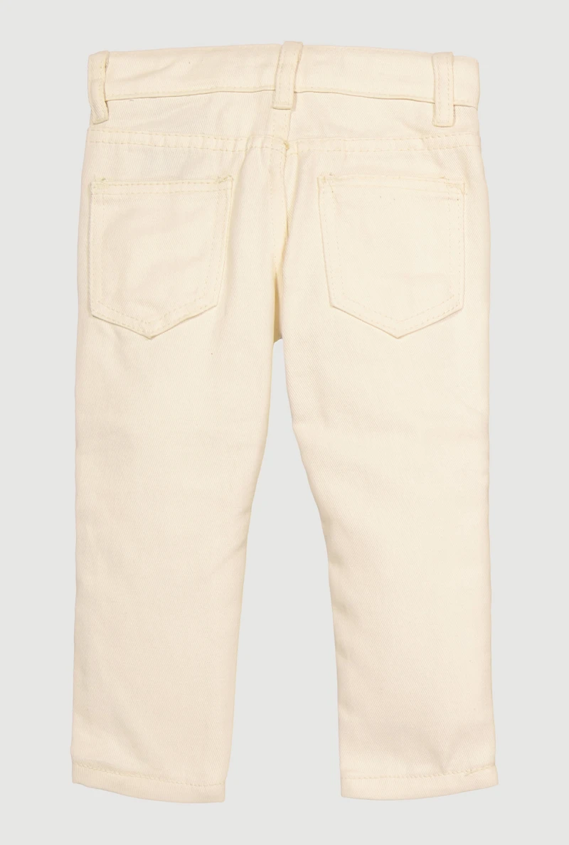 Toddler Boys Solid Straight Leg Cargo Jeans, Khaki, Size 2T