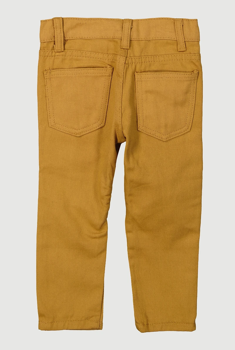 Toddler Boys Flap Detail Decorative Stitch Moto Jeans, Khaki, Size 3T