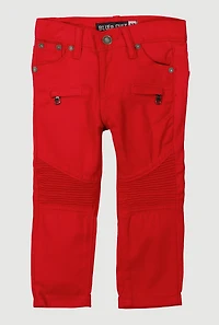 Toddler Boys Zipper Detail Moto Jeans, Red, Size 3T