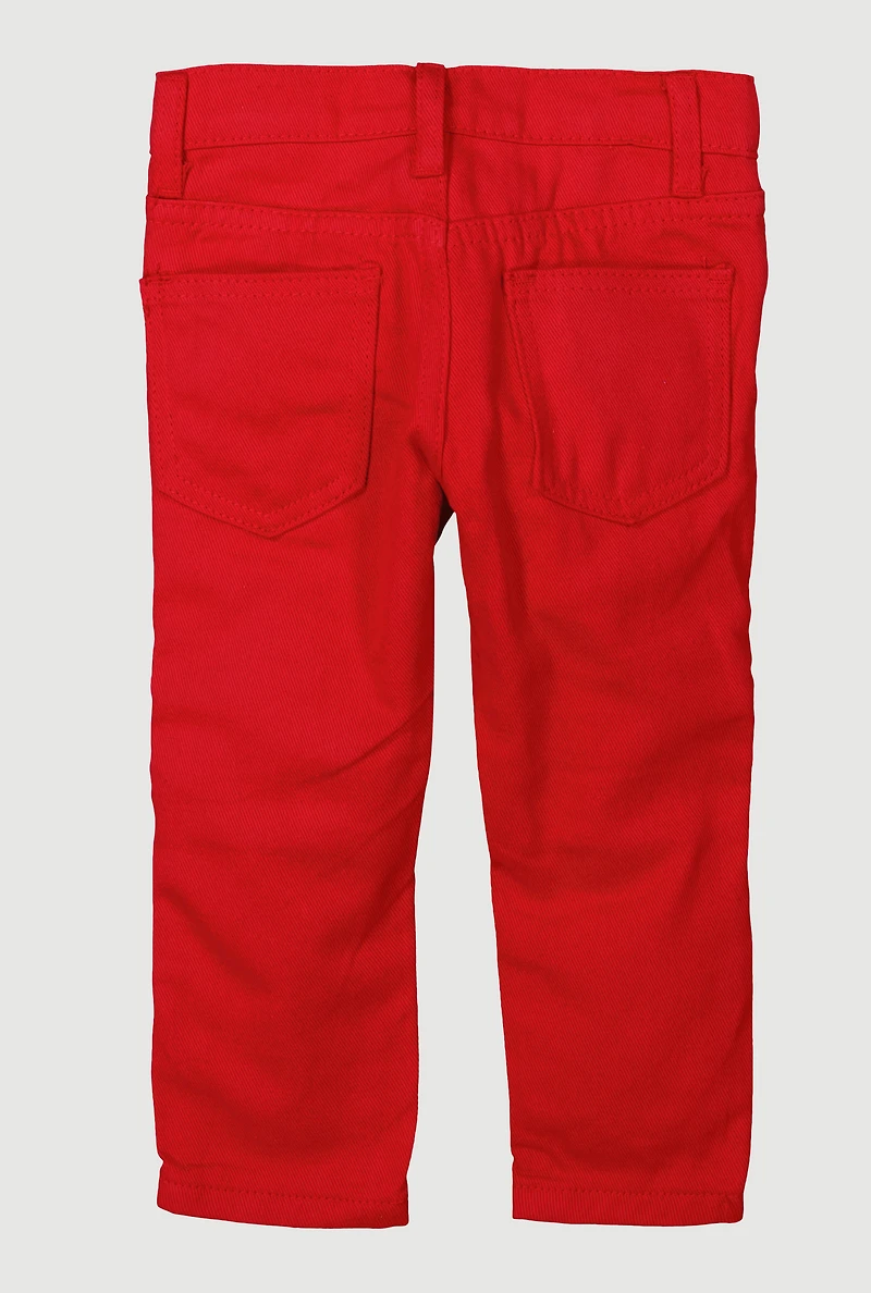 Toddler Boys Zipper Detail Moto Jeans, Red, Size 3T