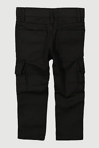 Toddler Boys Cargo Pocket Decorative Stitch Moto Jeans, Black, Size 2T