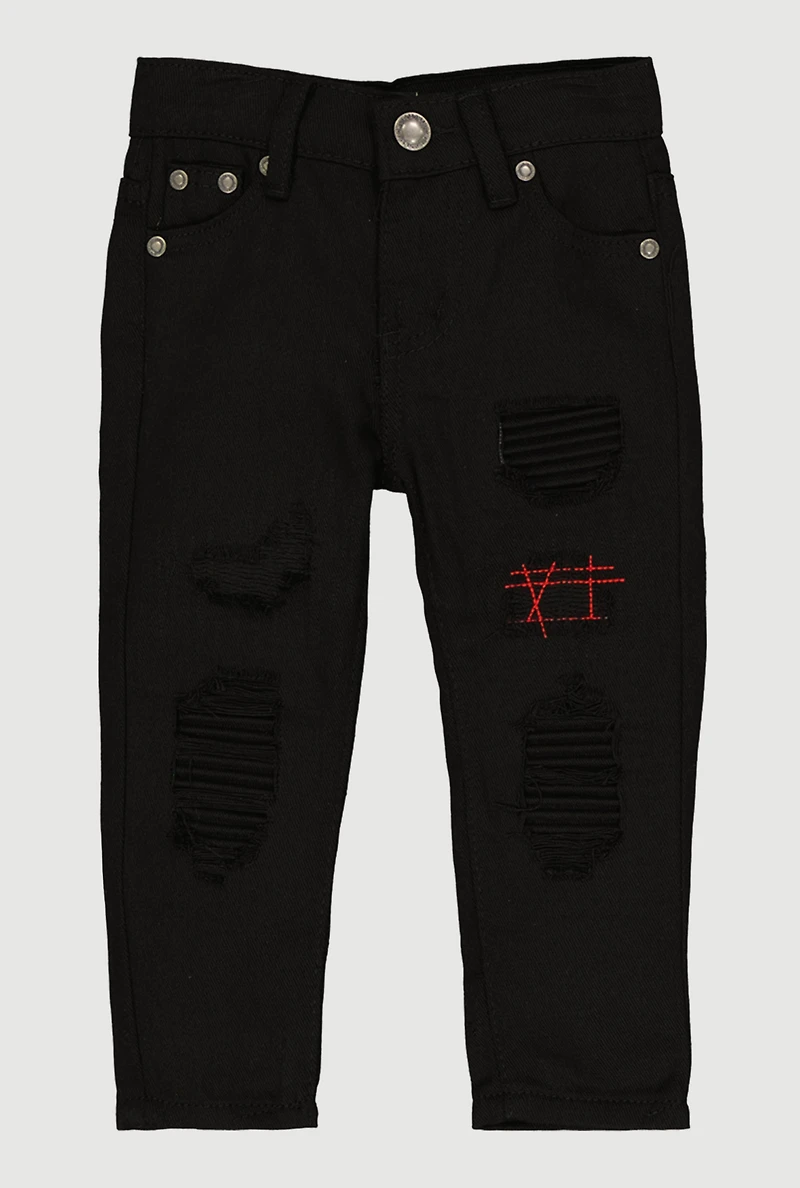 Toddler Boys Decorative Stitch Distressed Skinny Jeans