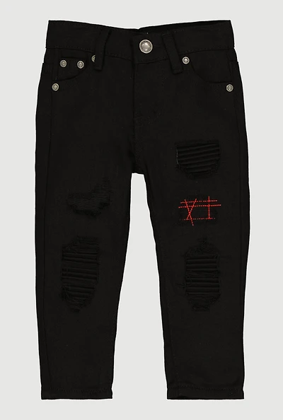 Toddler Boys Decorative Stitch Distressed Skinny Jeans