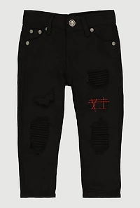 Toddler Boys Decorative Stitch Distressed Skinny Jeans