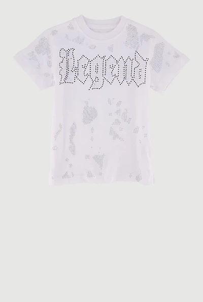 Toddler Boys Rhinestone Legend Graphic Print Tee, White, Size 3T