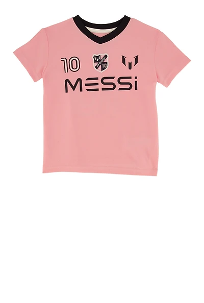 Toddler Girls Messi Graphic Soccer Jersey, Pink, Size 2T