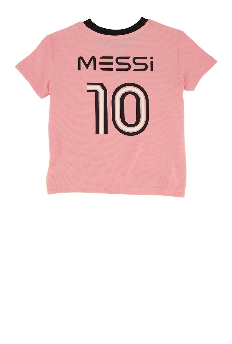 Toddler Girls Messi Graphic Soccer Jersey, Pink, Size 3T