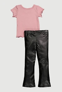 Toddler Girls Rhinestone Star Graphic Tee and Flare Pants, Pink, Size 3T