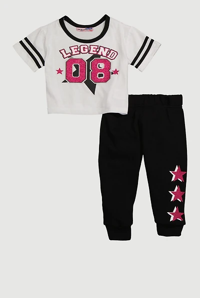 Toddler Girls Legend 08 Graphic Tee and Joggers Set, Multi, Size 2T
