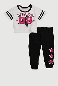 Toddler Girls Legend 08 Graphic Tee and Joggers Set, Multi, Size 2T