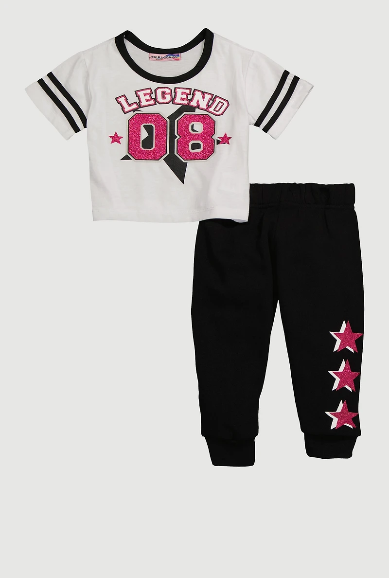 Toddler Girls Legend 08 Graphic Tee and Joggers Set, Multi, Size 4T