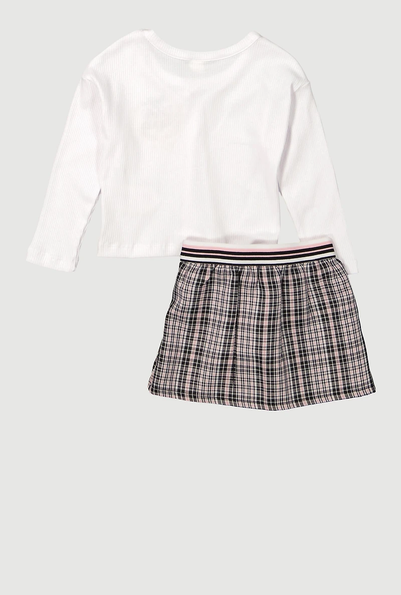 Toddler Girls New York Graphic Tee and Plaid Pleated Skirt, Multi, Size 4T