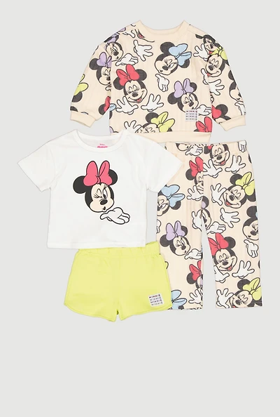 Toddler Girls Minnie Mouse Assorted Tops and Bottoms 4 Piece Set