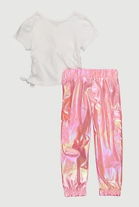 Toddler Girls Mamas Little Bestie Tee and Cargo Joggers, Pink, Size 3T