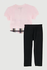 Toddler Girls Cool Girl Plaid Hem Sweatshirt and Leggings,