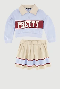 Toddler Girls Pretty Polo Top and Pleated Skirt Set