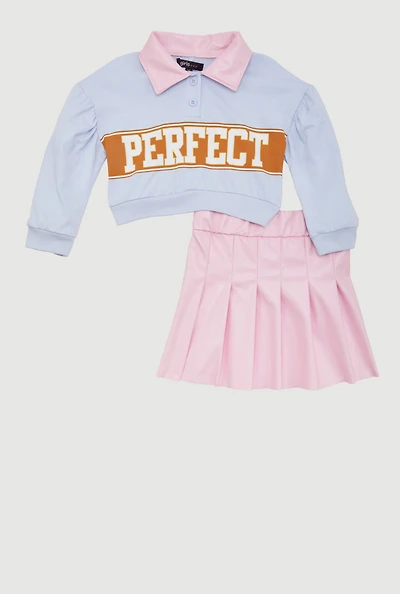 Toddler Girls Perfect Polo Top and Pleated Skirt Set, Multi,