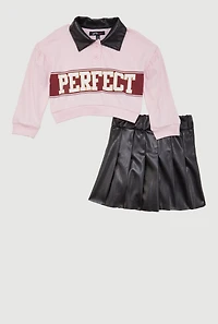 Toddler Girls Perfect Polo Top and Pleated Skirt Set, Multi,