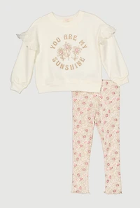 Toddler Girls You Are My Sunshine Graphic Sweatshirt and Leggings