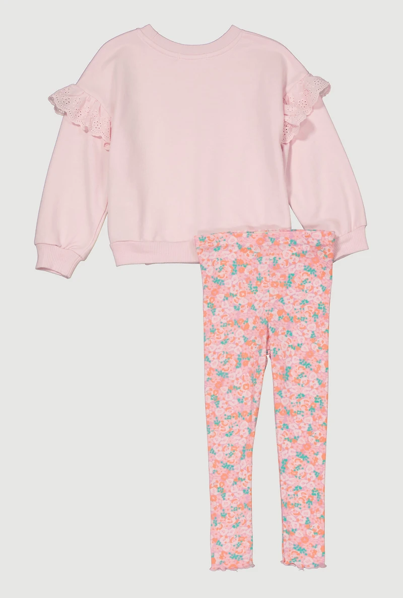 Toddler Girls Glitter Butterfly Print Sweatshirt and Leggings