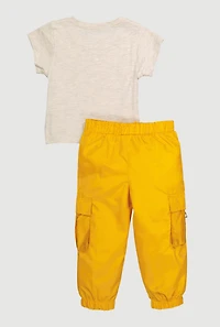 Toddler Girls Girl Who Loves Mama Graphic Tee and Cargo Joggers, Yellow, Size 2T
