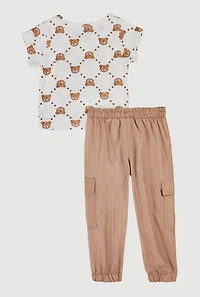 Toddler Girls Love Bear Graphic Tee and Cargo Joggers, Multi, Size 2T
