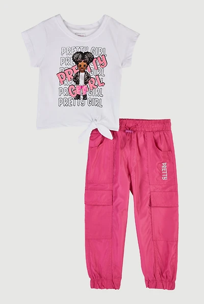 Toddler Girls Pretty Girl Graphic Tee and Cargo Joggers Set, Multi, Size 3T